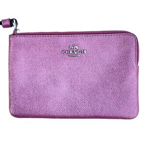 Coach Metallic Lilac Leather Wristlet